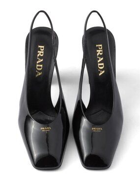 BRAND NEW NEVER USED - Prada Slingback Pump, Black Patent Leather, Size 40.5